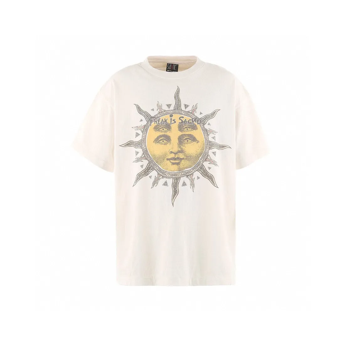 CACTUS PLANT FLEA MARKET x SAINT Mxxxxxx SUN SS TEE/WHT CPFM joint model Four-eye sun printed short sleeves Off-white S-XL Cylindrical fabric without side seams 220g high weight OE yarn ⚠️Note: It is almost meaningless if it is not a cylindrical fabric Customized CPFM joint main mark/wash mark/little angel anti-counterfeiting label Original-level printing factory Top purchasing level